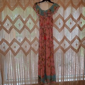 Off the shoulder button down dress